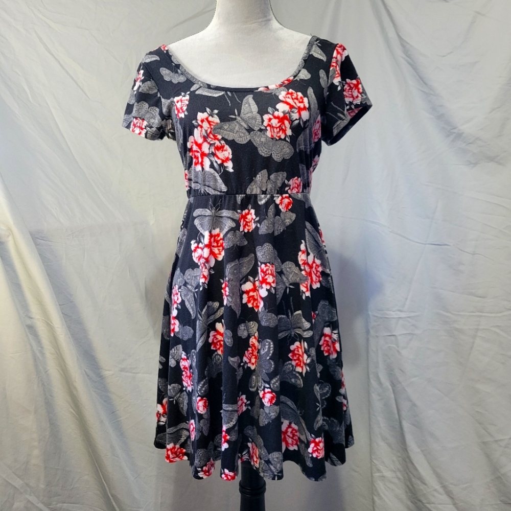 Hot Topic Moths and Roses Skater Dress